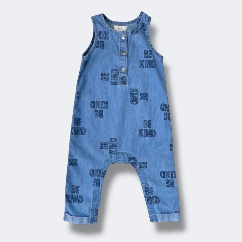 Peek Romper Baby 6-12M Chambray Be Kind One Piece Sleeveless Snap Summer